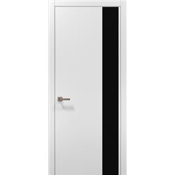 Межкомнатные двери Папа Карло PL-05 белый матовый стекло черное