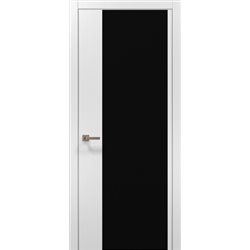 Міжкімнатні двері Папа Карло  PL-13 білий матовий скло чорне