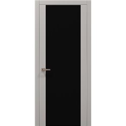 Міжкімнатні двері Папа Карло  PL-14 світло сірий супермат скло бiле