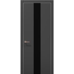 Межкомнатные двери Папа Карло PL-06 темно серый супермат стекло черное