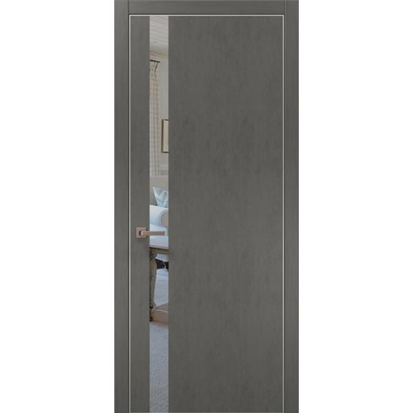 Межкомнатные двери Папа Карло PL-04 бетон серый зеркало