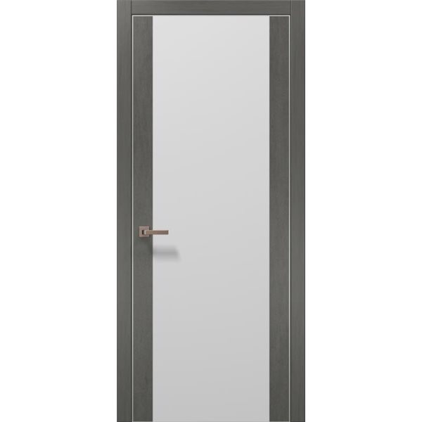 Межкомнатные двери Папа Карло PL-14 бетон серый стекло черное