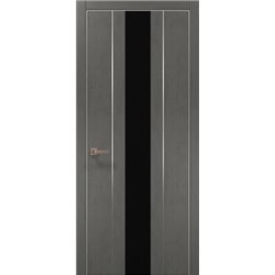 Межкомнатные двери Папа Карло PL-29 бетон серый стекло черное