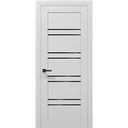 Міжкімнатні двері Папа Карло Т-01 білий альпійський скло чорне