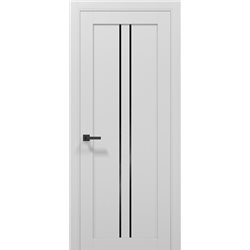 Міжкімнатні двері Папа Карло Т-02 білий альпійський скло чорне