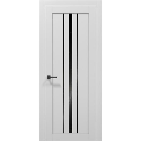 Межкомнатные двери Папа Карло Т-03 альпийский белый стекло черное