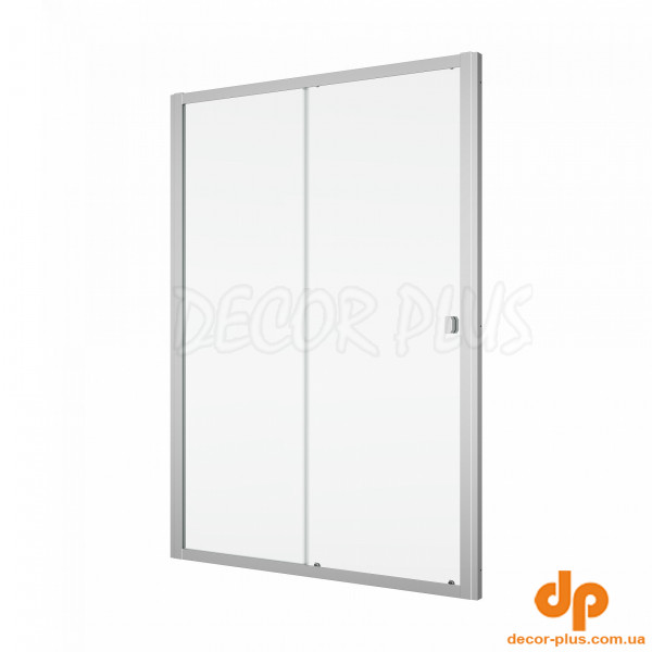 D20S21204007 Arelia Одностворчаті розсувні двері з фікс. стінкою в одній лінії, 1200мм, скло прозоре, проф.срібний полір. (1 сор