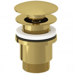 10426N0-00 KLUDI PLUS Донний клапан push open, Донний клапан PUSH-OPEN для раковин з отвором для переливу, брашоване золото (1 с