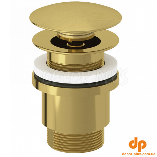 10426N0-00 KLUDI PLUS Донний клапан push open, Донний клапан PUSH-OPEN для раковин з отвором для переливу, брашоване золото (1 с