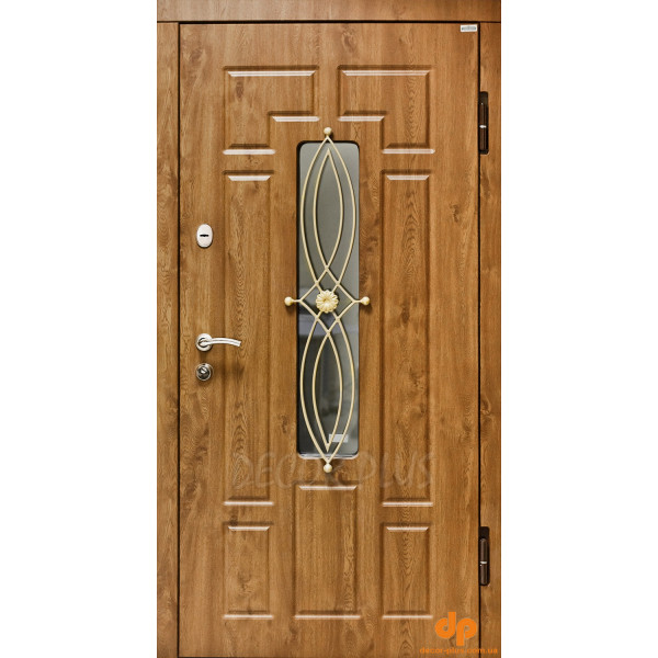 Дверь входная металлическая Форт Нокс Стандарт МДФ/МДФ со стеклопакетом и ковкой
