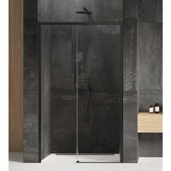 Душ двері PRIME BLACK 100х200см, L, розсувні, скло прозоре, проф чорн