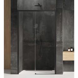 Душ двері PRIME BLACK 120х200см, L, розсувні, скло прозоре, проф чорн