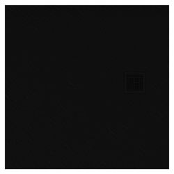 Піддон MORI 90х90х3см, прямокутний, мармуровий конгломерат, чорний